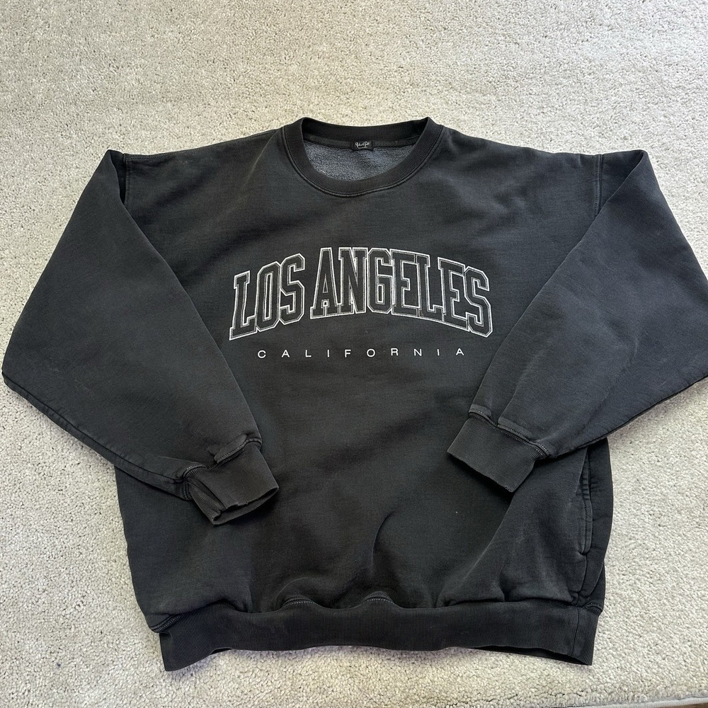 John Galt Los Angeles California Sweatshirt Womens One Size Black 26x25